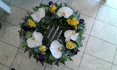Contemporary Orchid and Rose Wreath