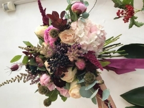 Beautiful Hydrangea and Peony Tied Bouquet